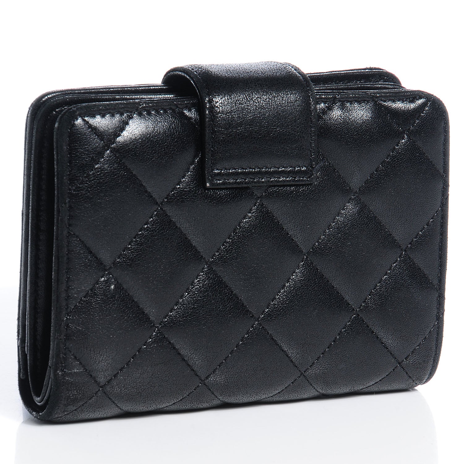 Chanel Lambskin Quilted Mademoiselle Compact Wallet Black 2 of 7