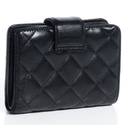 Chanel Lambskin Quilted Mademoiselle Compact Wallet Black 2 of 7