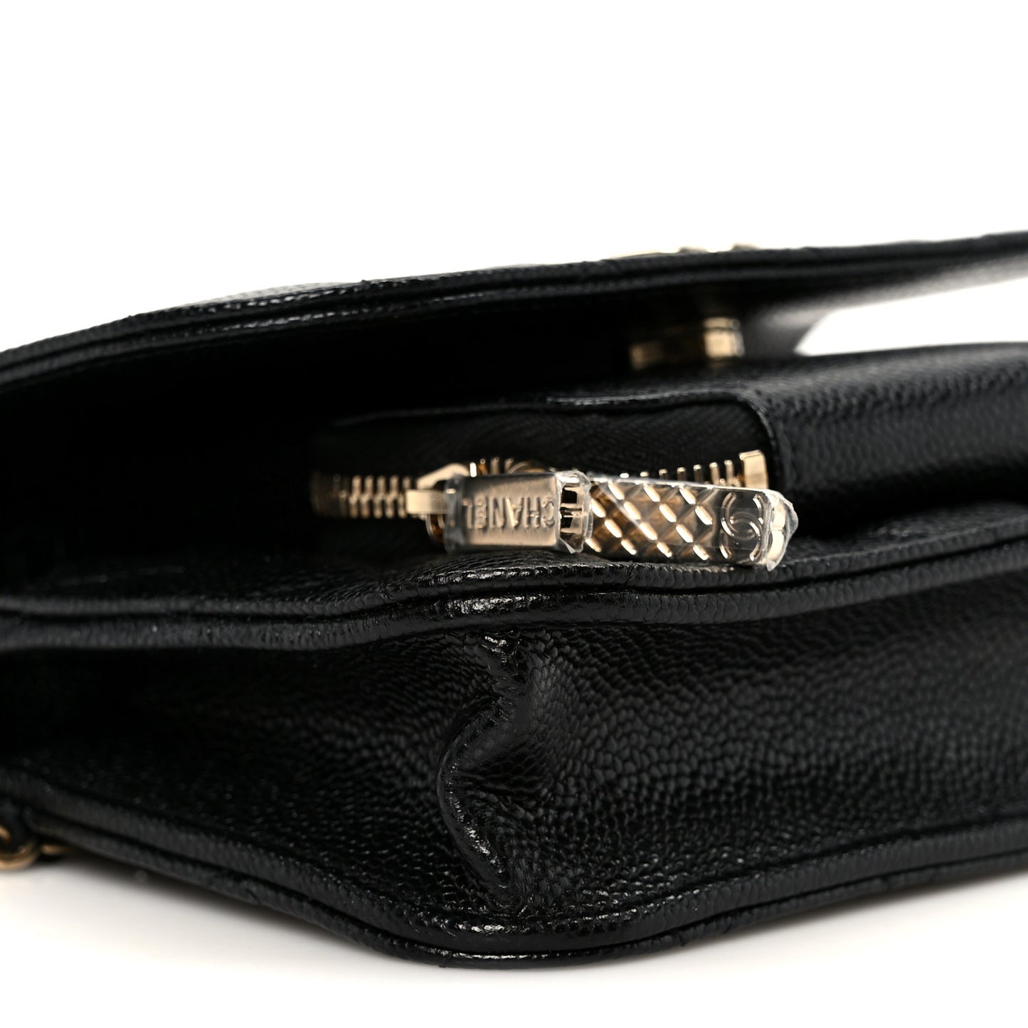 Caviar Quilted Business Affinity Clutch With Chain Black