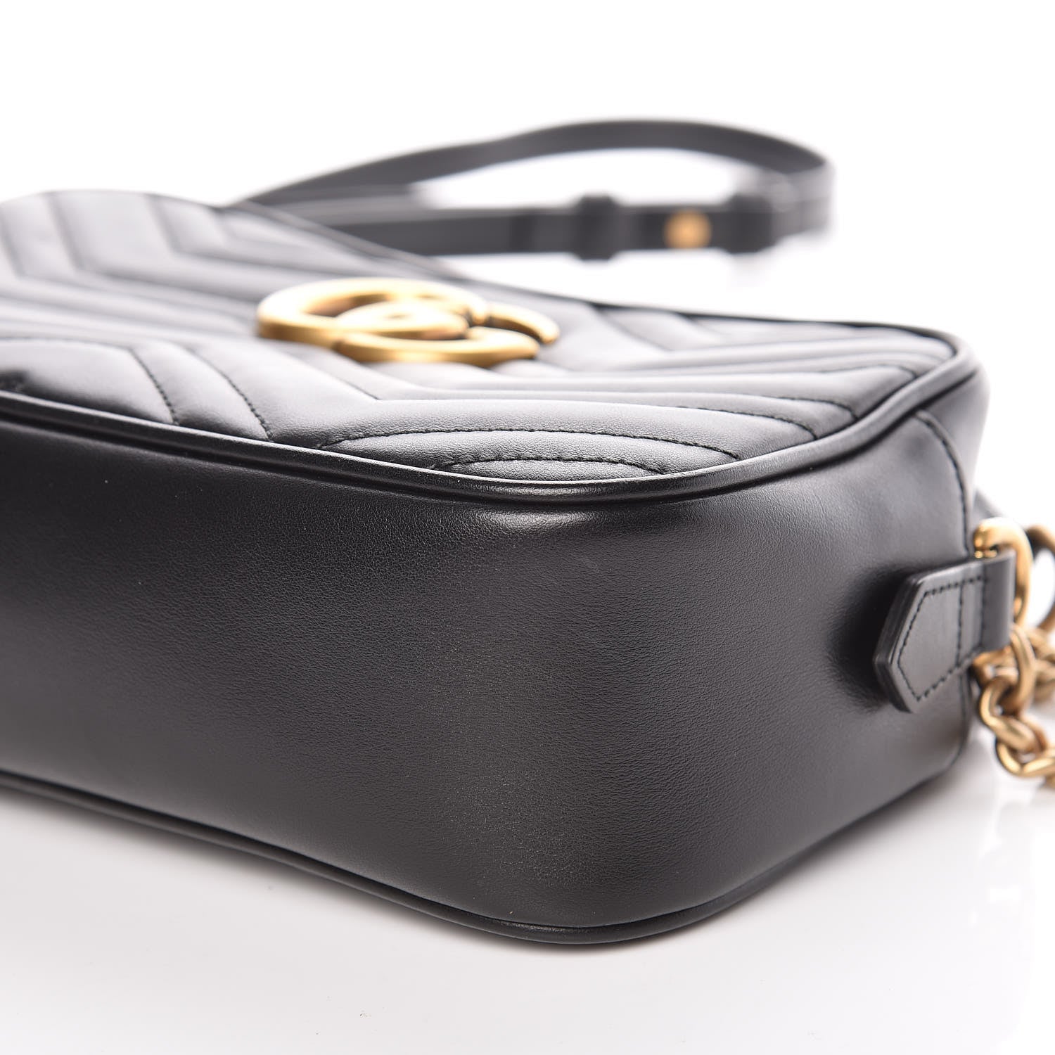 Gucci Calfskin Matelasse Small GG Marmont Chain Shoulder Bag Black 6 of 10