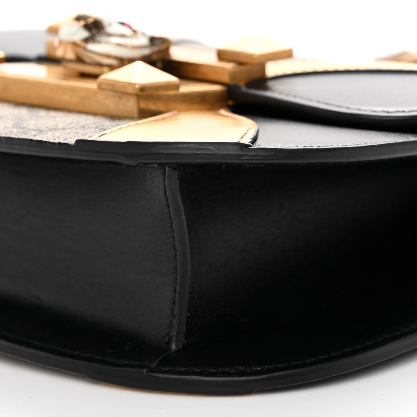 GG Supreme Monogram Small Osiride Shoulder Bag Black Gold