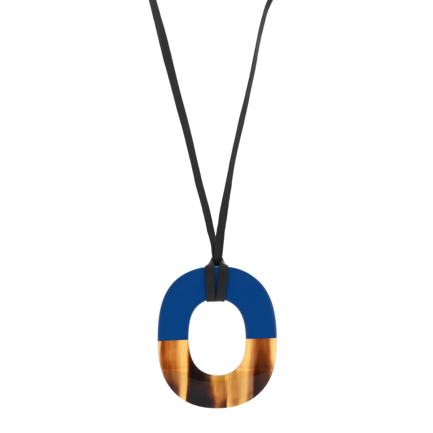Buffalo Horn Lacquered Isthme Pendant Necklace Bleu