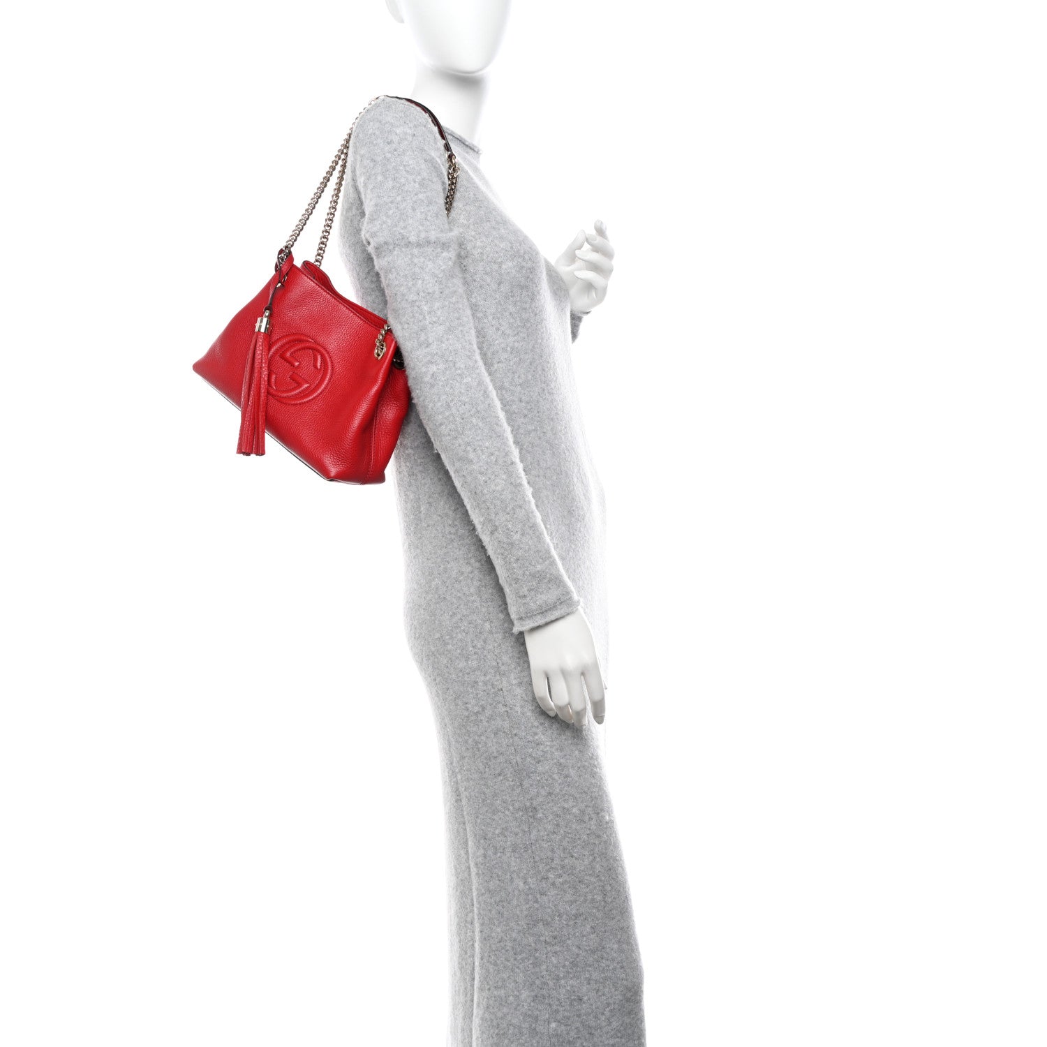 Gucci Pebbled Calfskin Small Soho Chain Shoulder Bag Tabasco Red 2 of 10