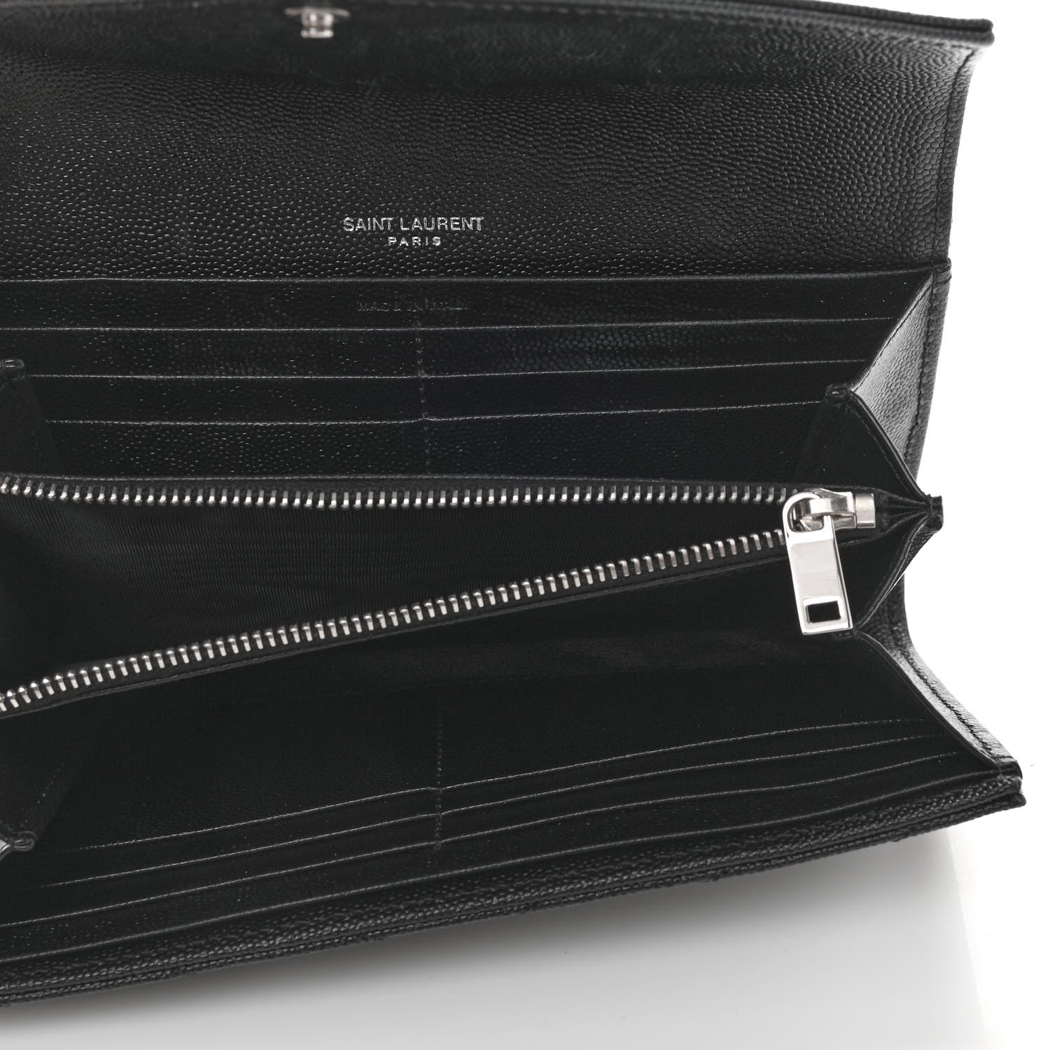 Saint Laurent Grain De Poudre Matelasse Chevron Monogram Flap Wallet Black 5 of 7