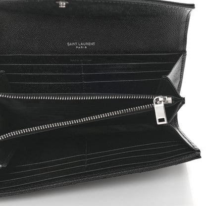 Saint Laurent Grain De Poudre Matelasse Chevron Monogram Flap Wallet Black 5 of 7