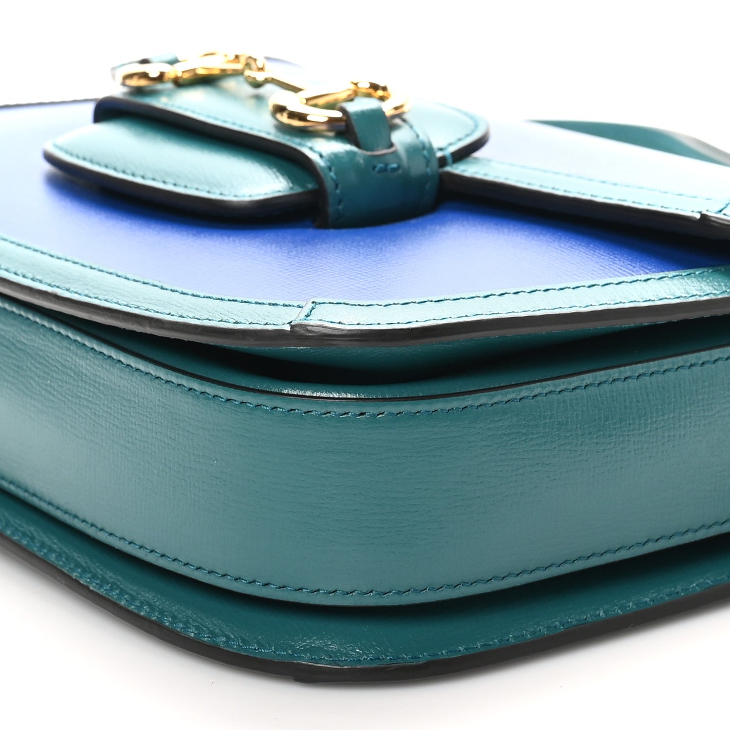 Azalea Calfskin Horsebit 1955 Shoulder Bag Imperial Blue Pavone