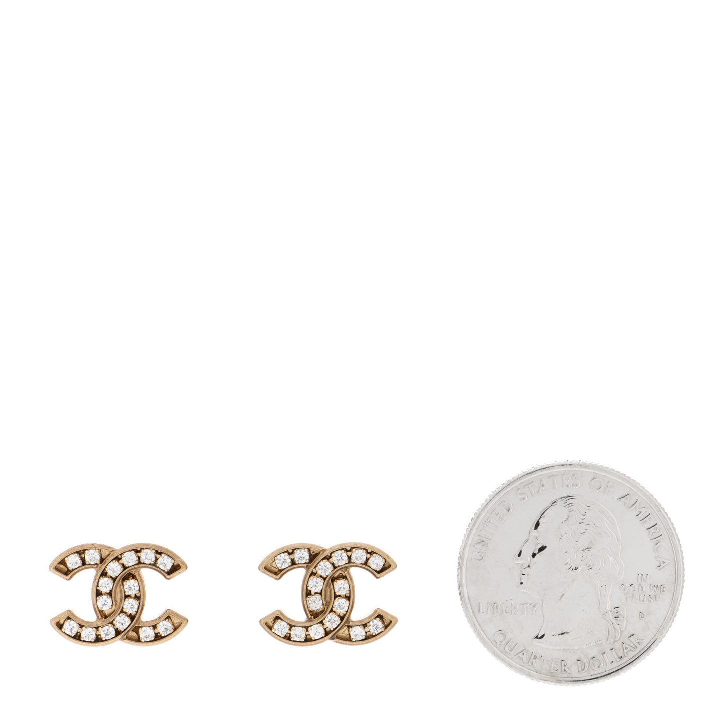 Matte Metal Crystal CC Earrings Gold
