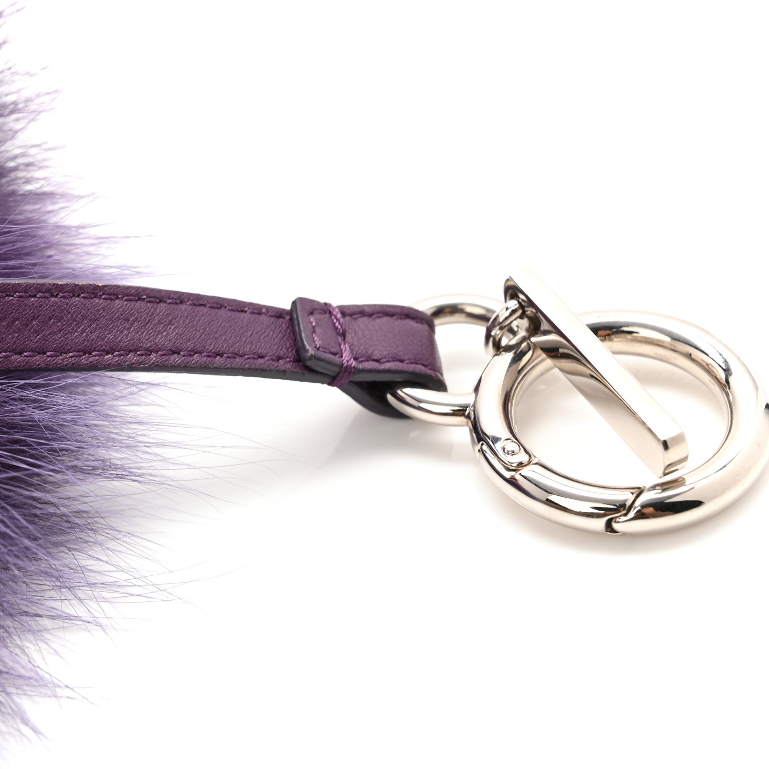 Fendi Fox Fur Shiny Nappa Bi-Color U ABCharm Bag Charm Viola White 4 of 5