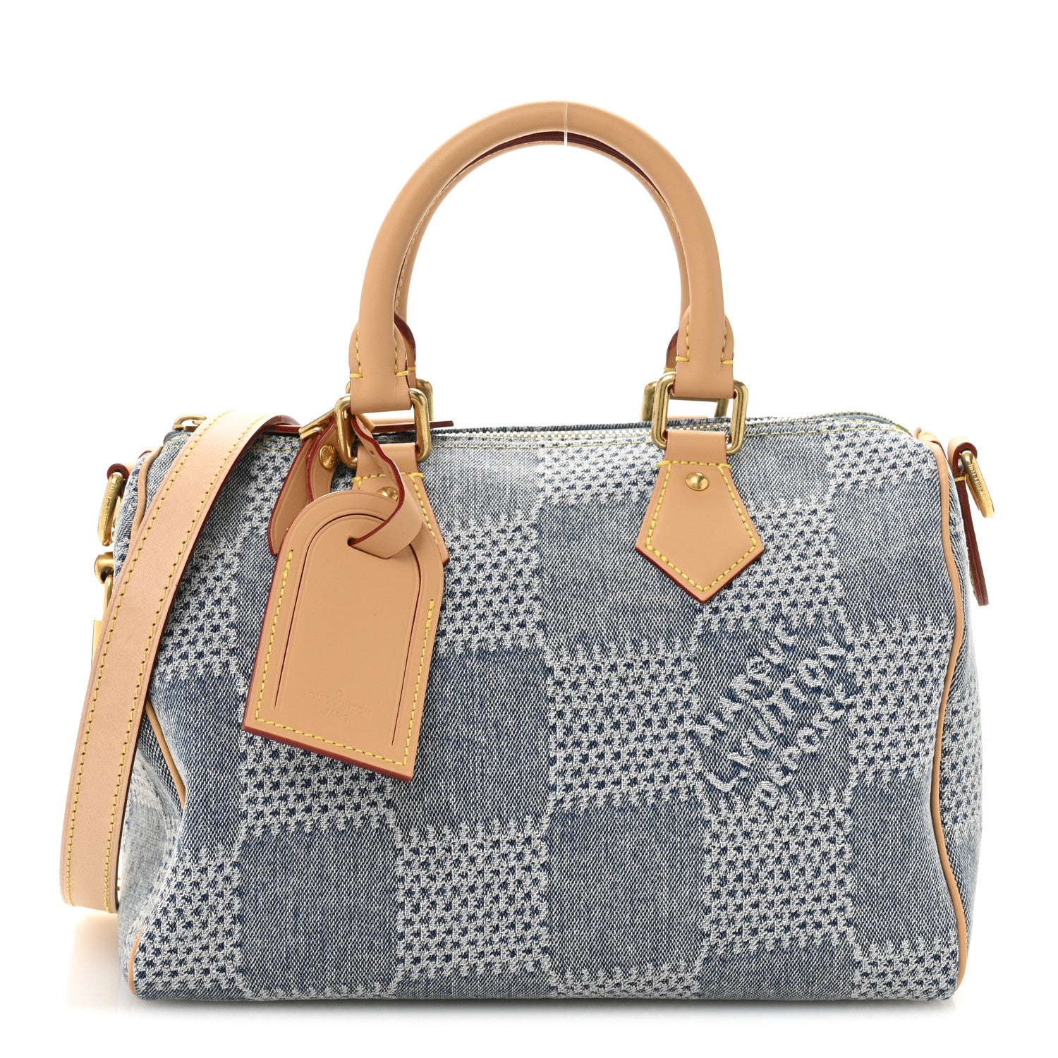 Louis Vuitton Damier Denim 3D Speedy Bandouliere 25 Bleu 1 of 10