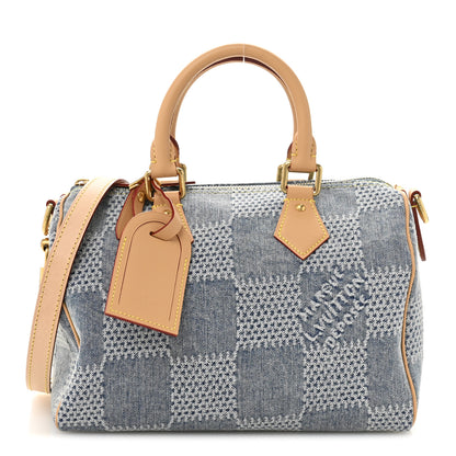 Louis Vuitton Damier Denim 3D Speedy Bandouliere 25 Bleu 1 of 10