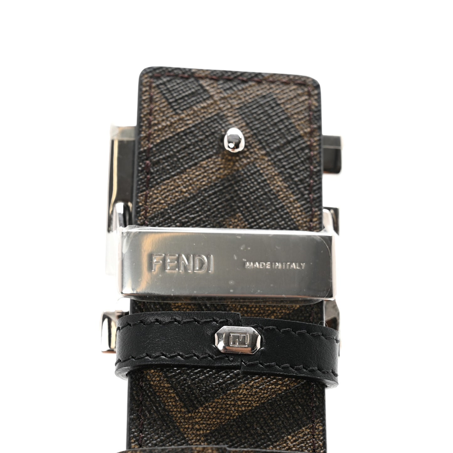 Cuoio Romano Glazed Fabric FF 1974 Reversible Belt 95 38 Black Tobacco
