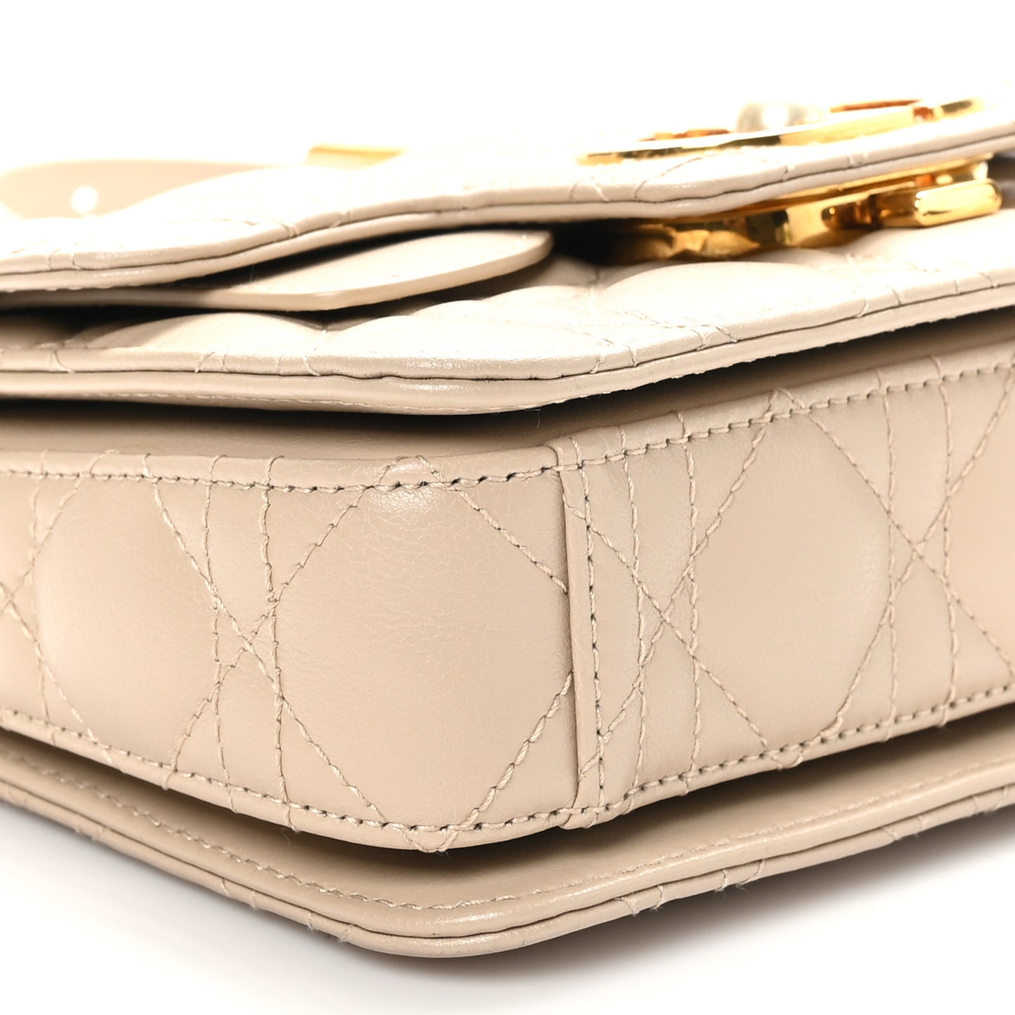Lambskin Cannage Mini Jolie Top Handle Bag Beige