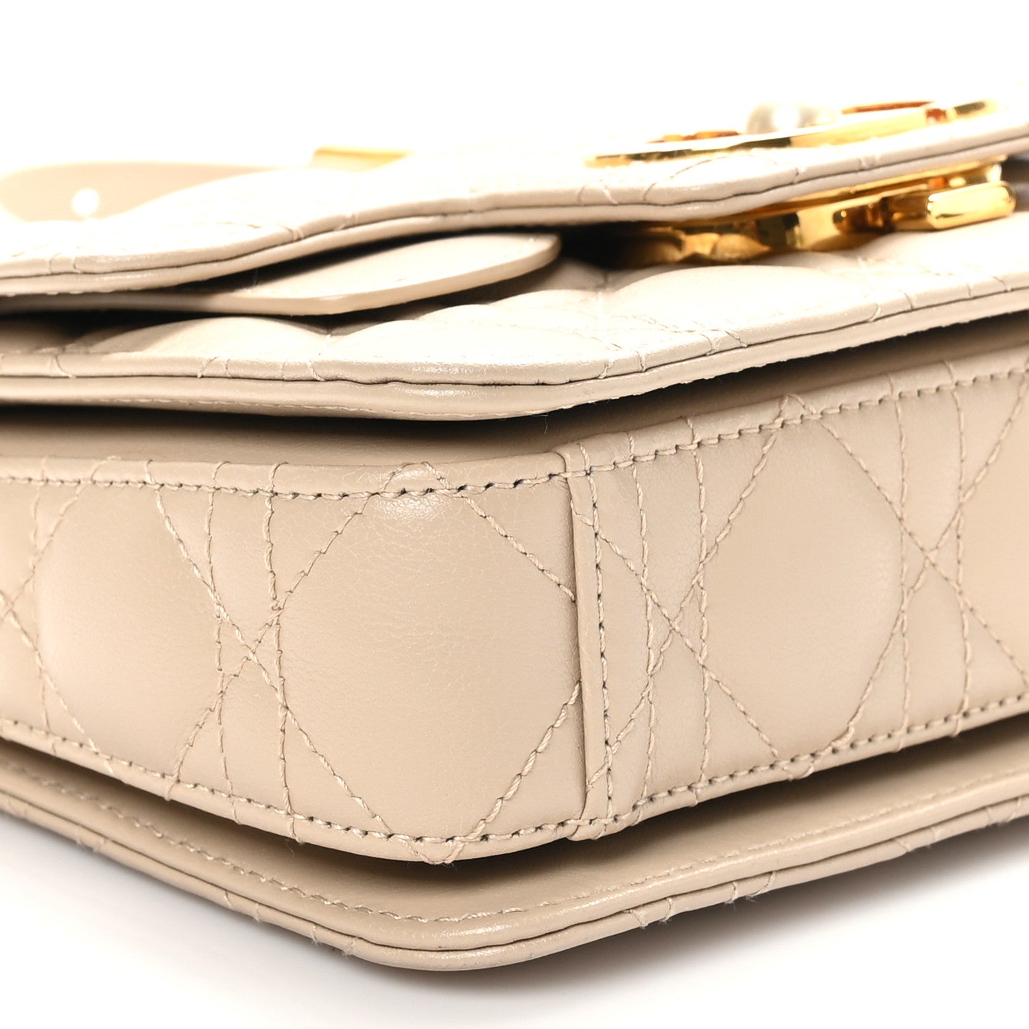 Christian Dior Lambskin Cannage Mini Jolie Top Handle Bag Beige 9 of 10