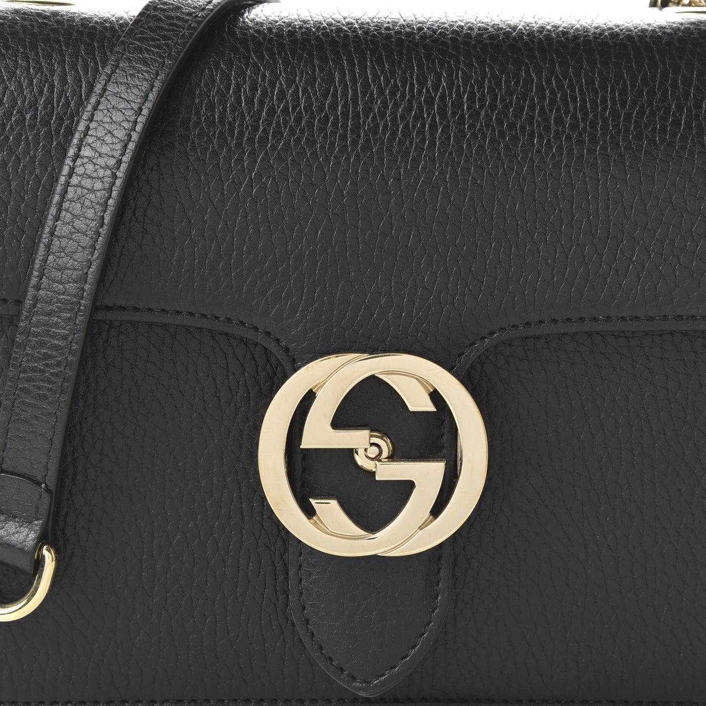 Dollar Calfskin Small Interlocking G Shoulder Bag Black