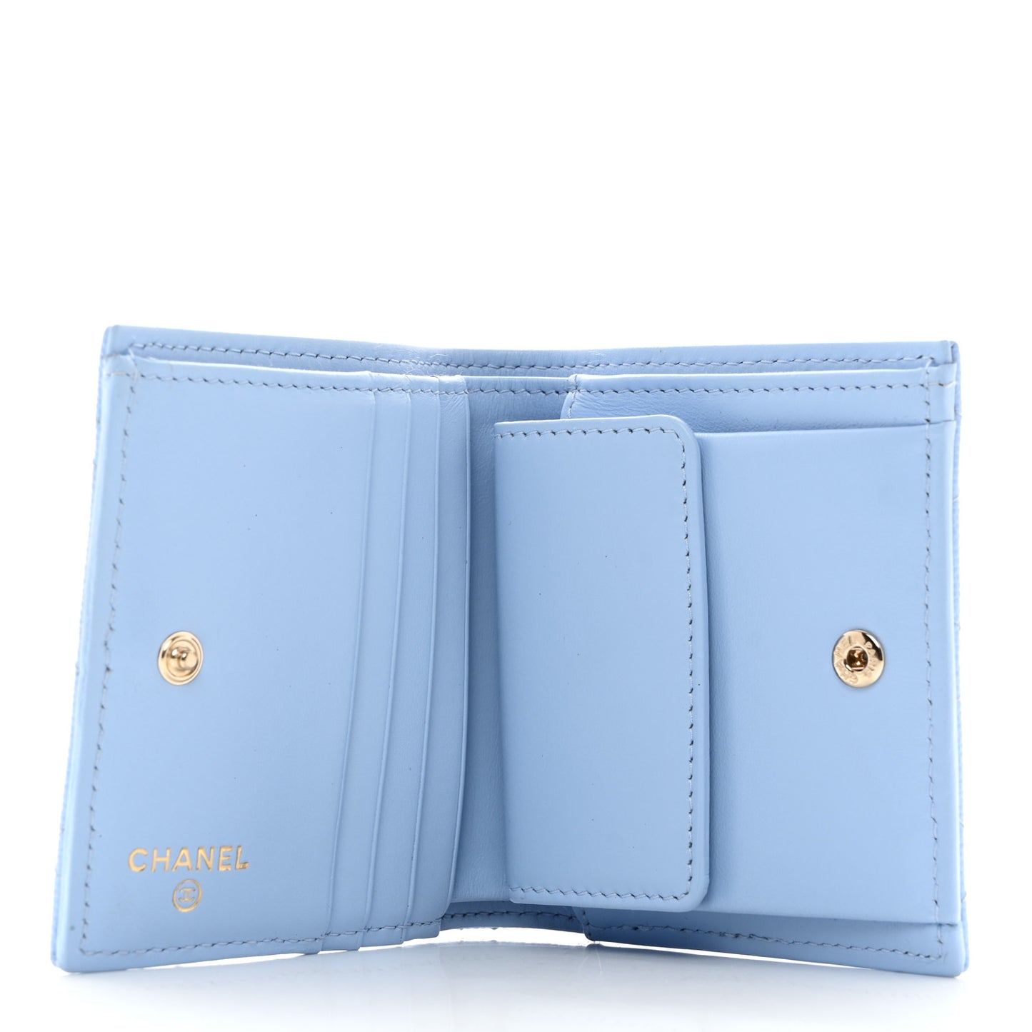 Caviar Quilted Compact Bifold Wallet Light Blue
