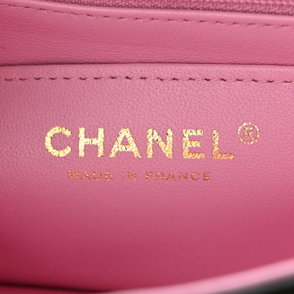 Chanel Lambskin Quilted Bi-Color Mini Top Handle Rectangular Flap Black Lilac 6 of 11