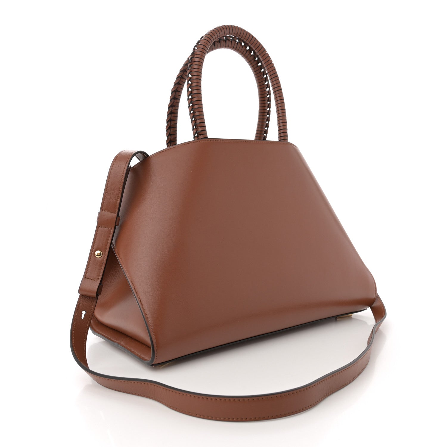 Salvatore Ferragamo Calfskin Braided Medium Hug Bag Cognac 3 of 12
