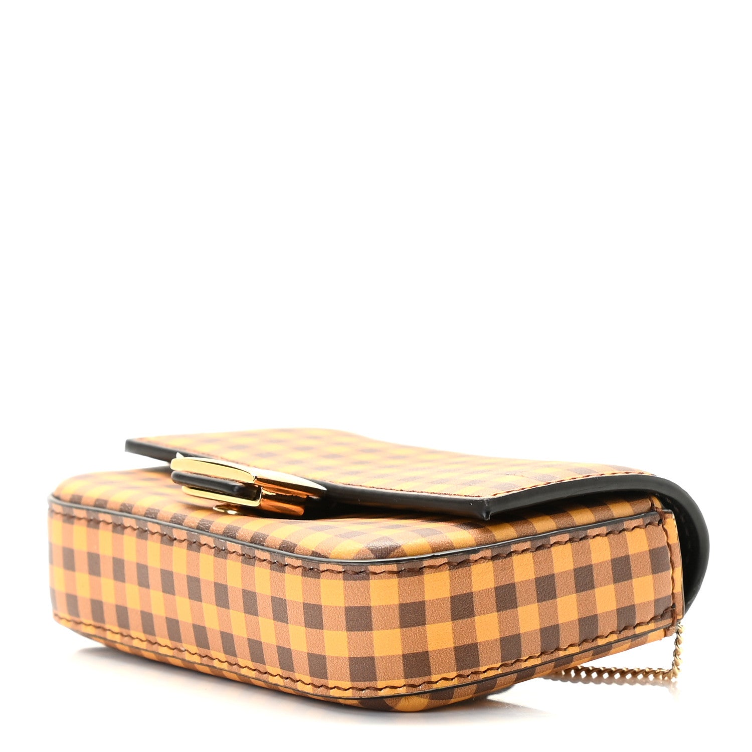 Fendi Vitello Century Gingham Nano Baguette Charm Moro Girasole 5 of 5