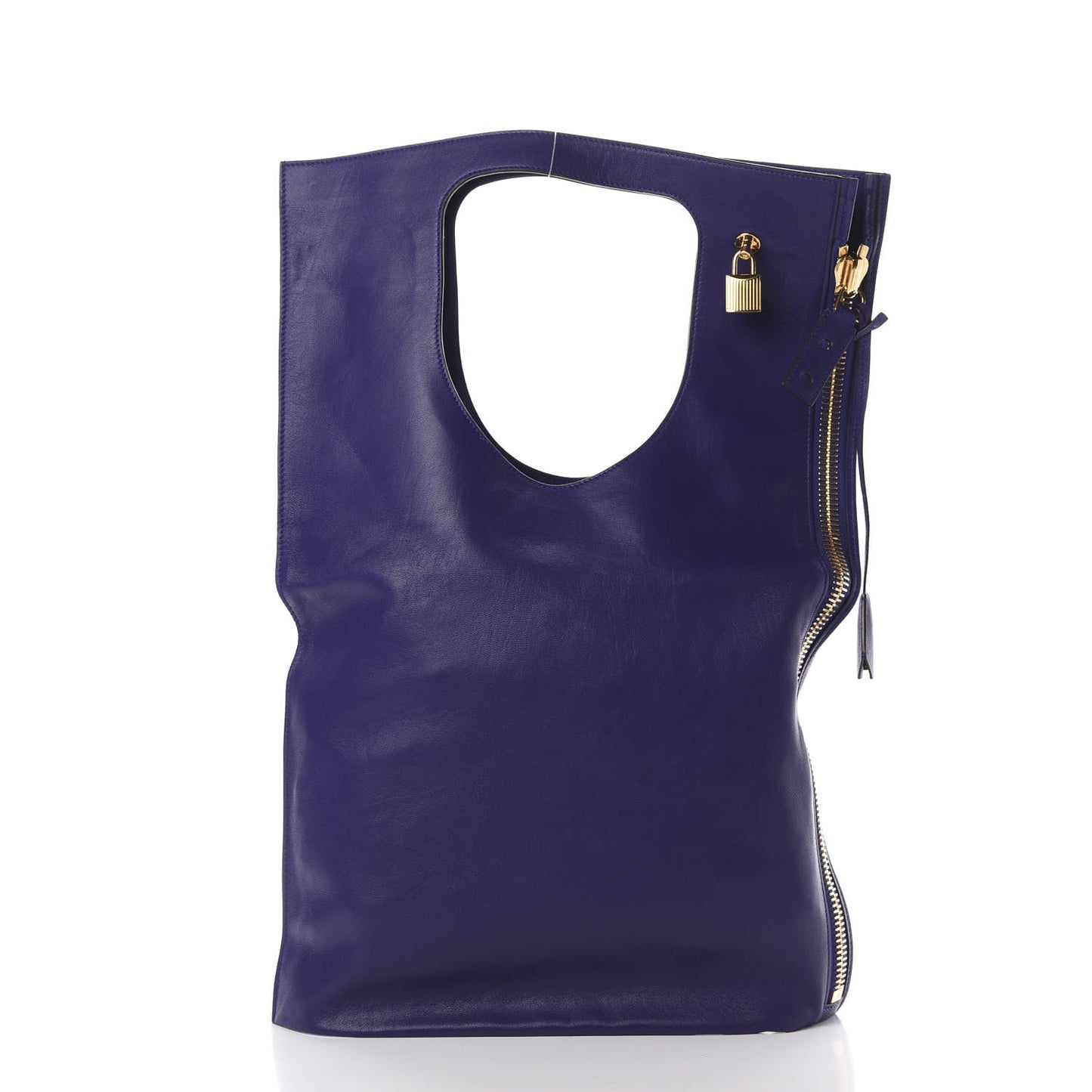 Ramskin Large Alix Padlock Zip Shoulder Bag Violet