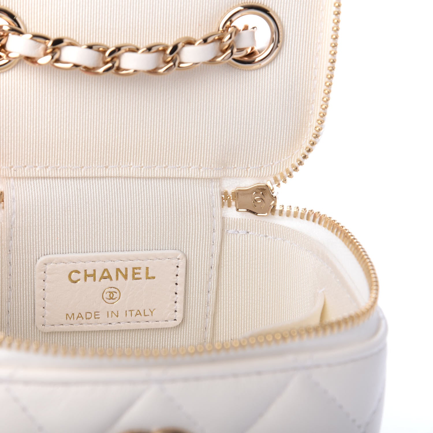 Chanel Lambskin Quilted My Chanel Lady Vanity Case With Chain White 6 of 10