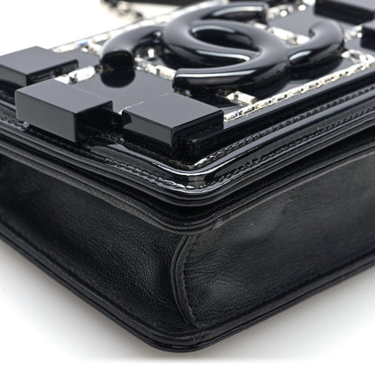 Chanel Plexiglass Patent Baguette Crystal Mini Boy Brick Flap Black 9 of 10