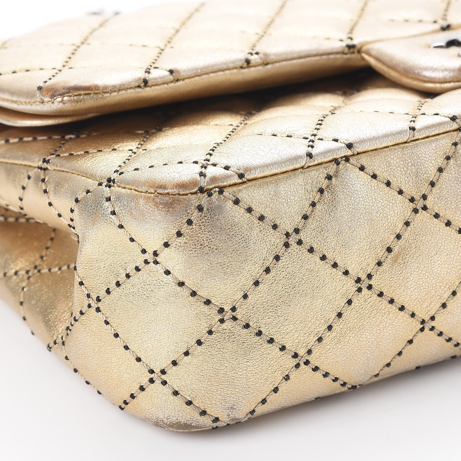 Chanel Metallic Lambskin Quilted Stitch Medium Double Flap Light Gold 18 of 21