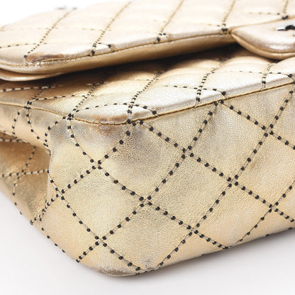 Chanel Metallic Lambskin Quilted Stitch Medium Double Flap Light Gold 18 of 21