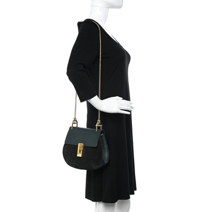 Chloe Suede Smooth Calfskin Drew Shoulder Bag Intense Green 2 of 12