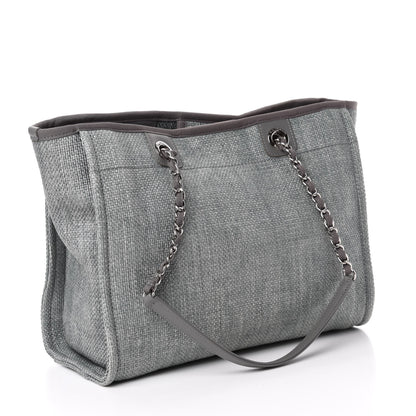 Chanel Woven Straw Raffia Small Deauville Tote Grey 3 of 10