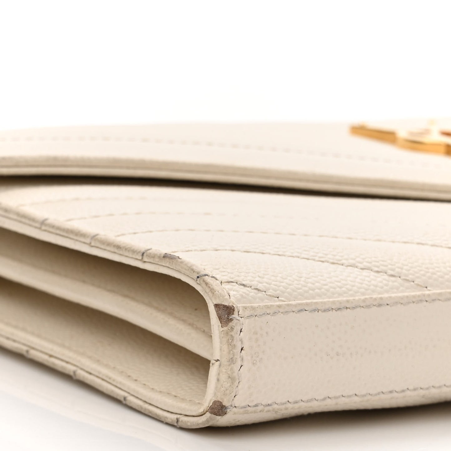 Grain De Poudre Matelasse Chevron Monogram Chain Wallet White