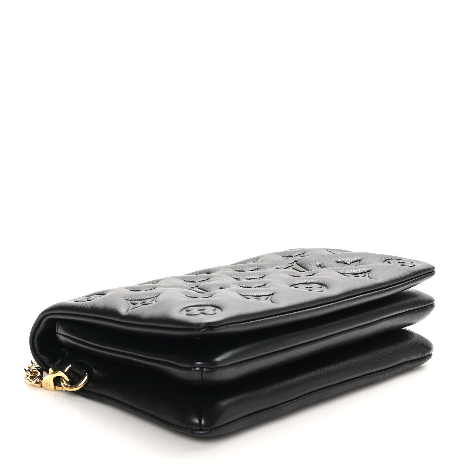 Louis Vuitton Lambskin Embossed Monogram Pochette Coussin Black 4 of 10