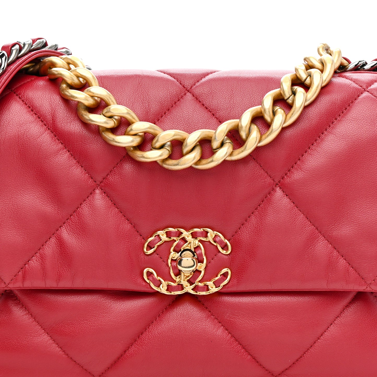 Goatskin Quilted Large Chanel 19 Flap Dark Pink