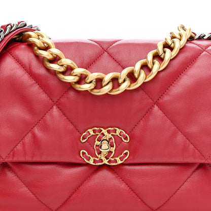 Chanel Goatskin Quilted Large Chanel 19 Flap Dark Pink 8 of 11