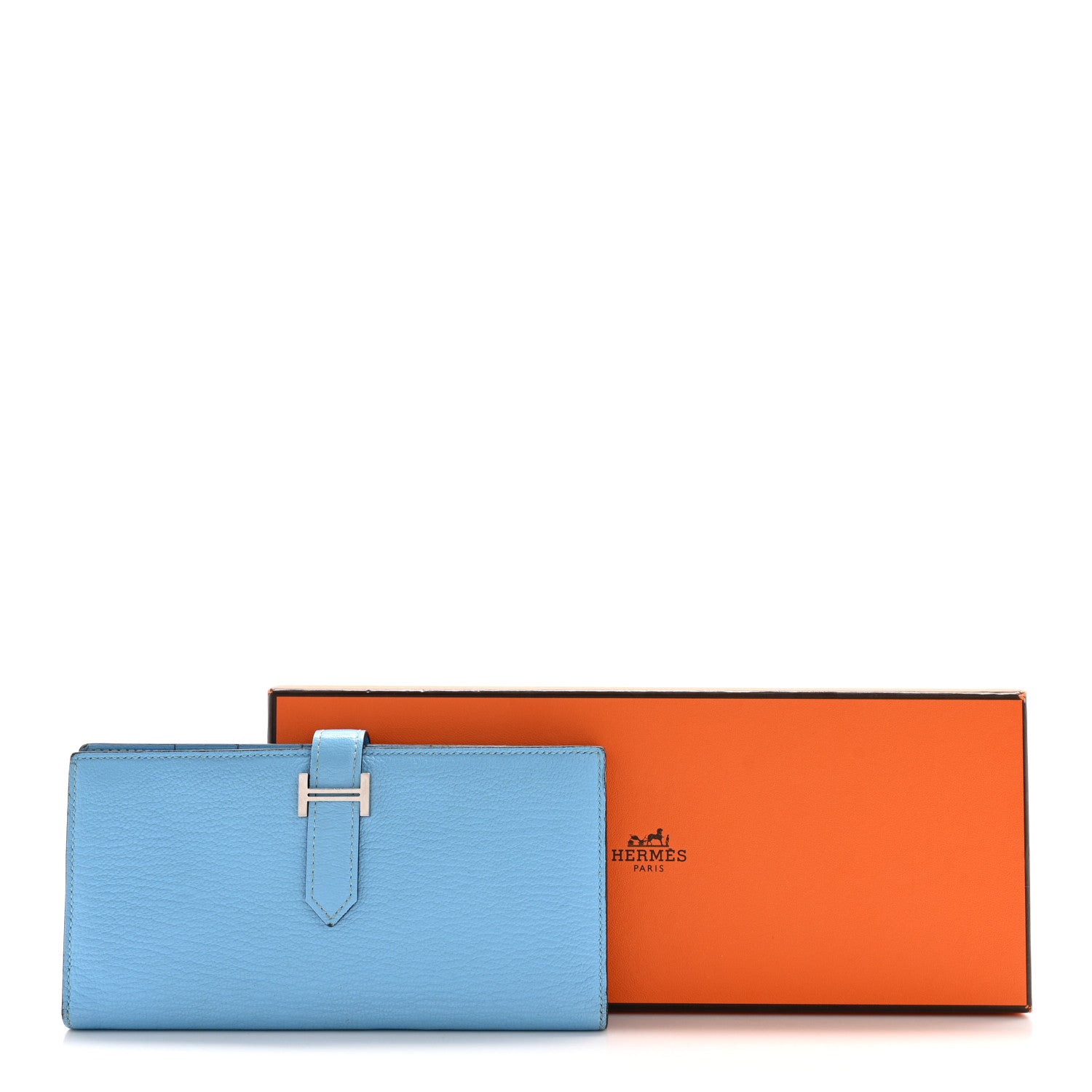 Hermes Chevre Mysore Bearn Gusset Wallet Celeste 15 of 15