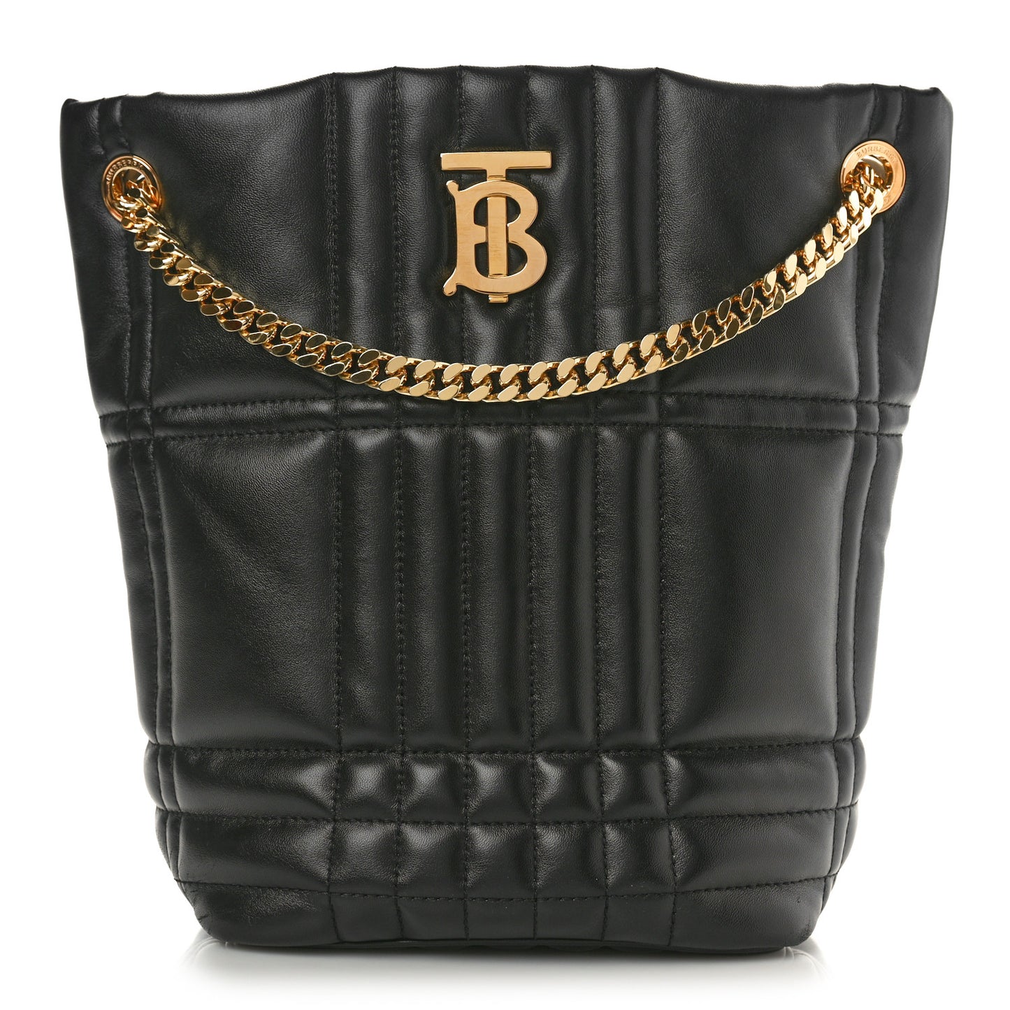 Lambskin Quilted Small Lola Bucket Bag Black