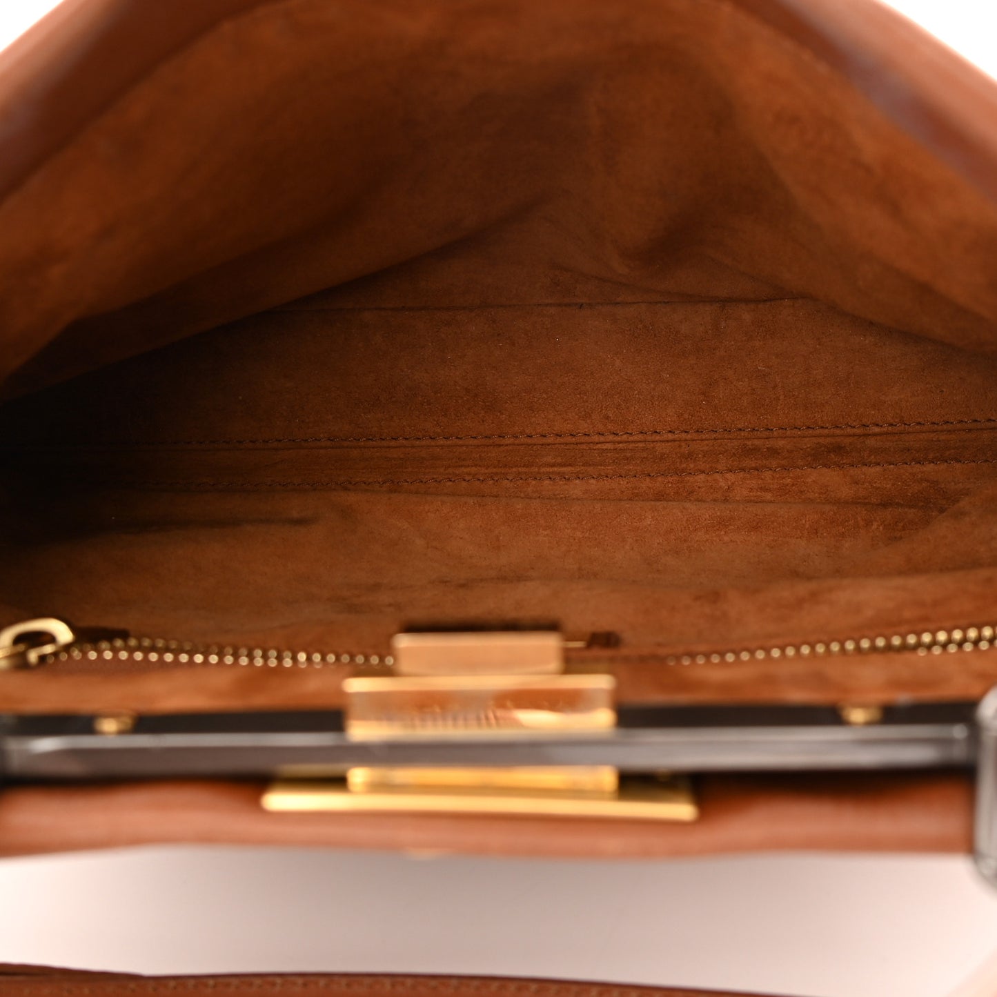 Vitello Suede Medium Peekaboo Iconic Satchel Cuoio Rame Moro