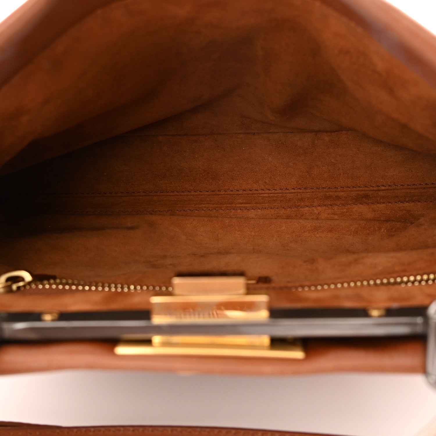 Fendi Vitello Suede Medium Peekaboo Iconic Satchel Cuoio Rame Moro 5 of 20