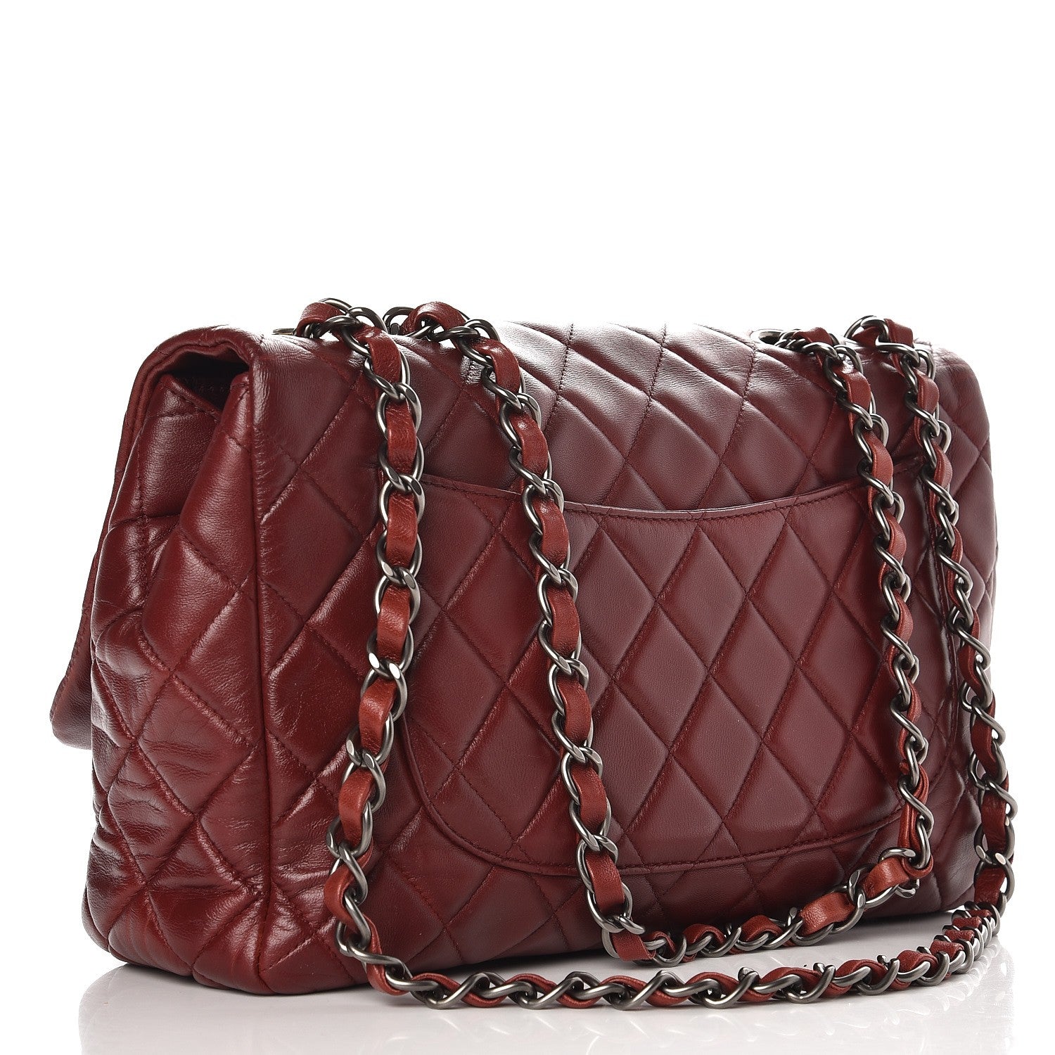 Chanel Lambskin Quilted Jumbo Single Flap Dark Red 3 of 10