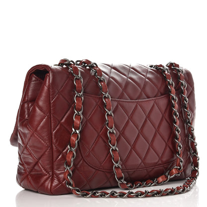 Chanel Lambskin Quilted Jumbo Single Flap Dark Red 3 of 10