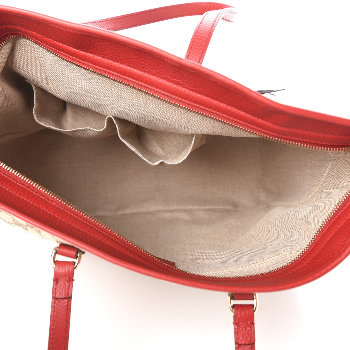 Monogram Bree Zippered Tote Beige Red