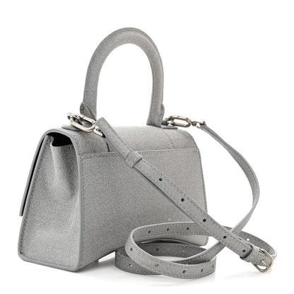 Balenciaga Sparkling Fabric Hourglass Top Handle Bag XS Silver 3 of 12