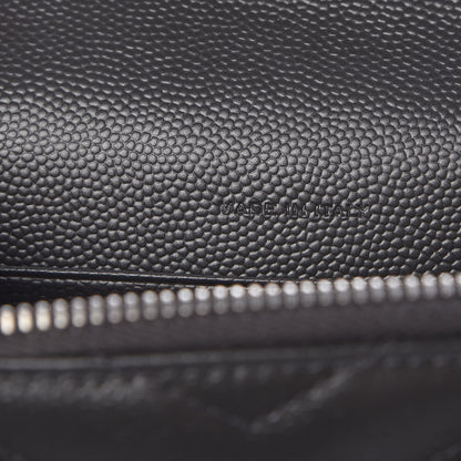 Saint Laurent Grain De Poudre Matelasse Chevron Monogram Envelope Chain Wallet Coal 7 of 11