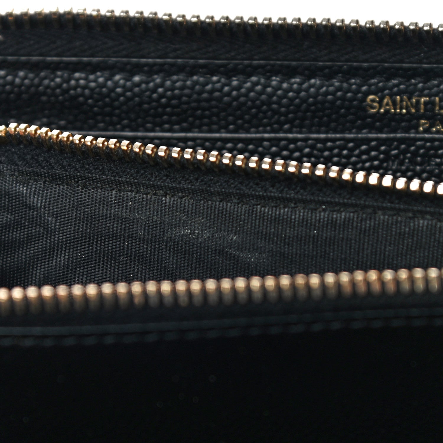 Saint Laurent Grain De Poudre Matelasse Chevron Monogram Zip Around Wallet Black 7 of 10