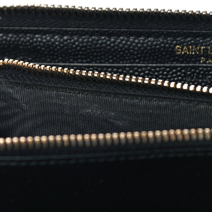 Saint Laurent Grain De Poudre Matelasse Chevron Monogram Zip Around Wallet Black 7 of 10