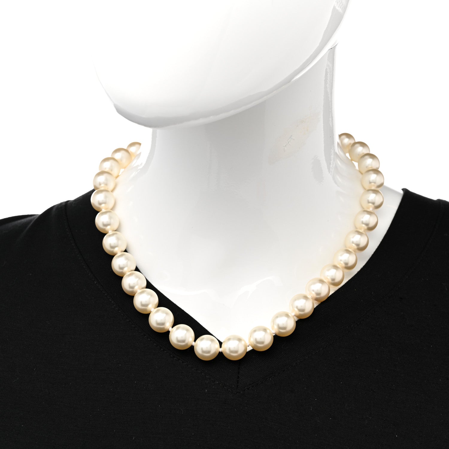 Chanel Pearl Crystal Short Necklace Gold 2 of 8