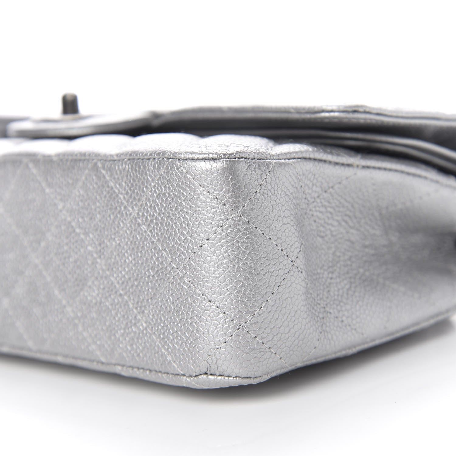 Chanel Metallic Caviar Quilted Medium Double Flap Silver 10 of 12