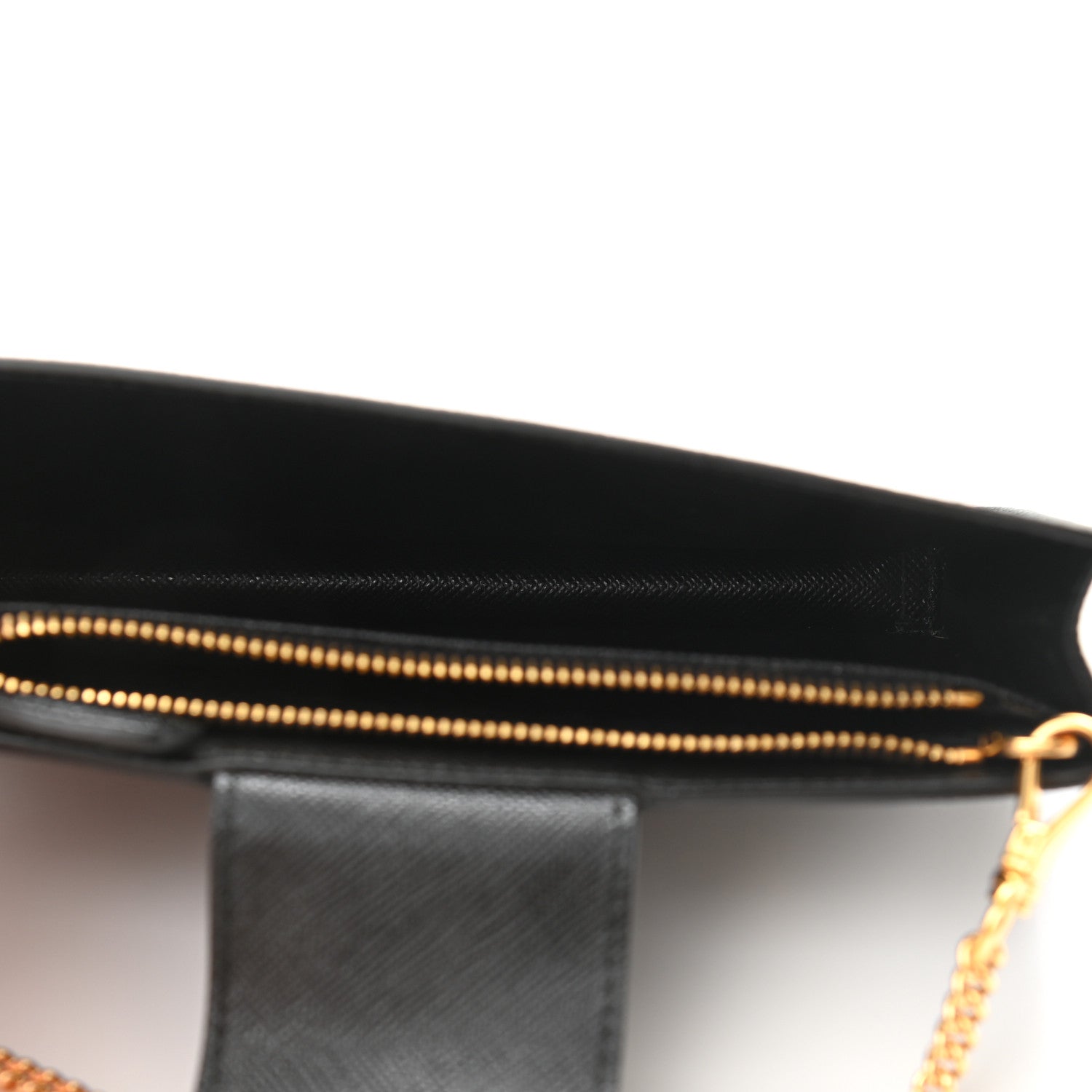 Prada Saffiano Metal Mini Chain Wallet Black 4 of 9