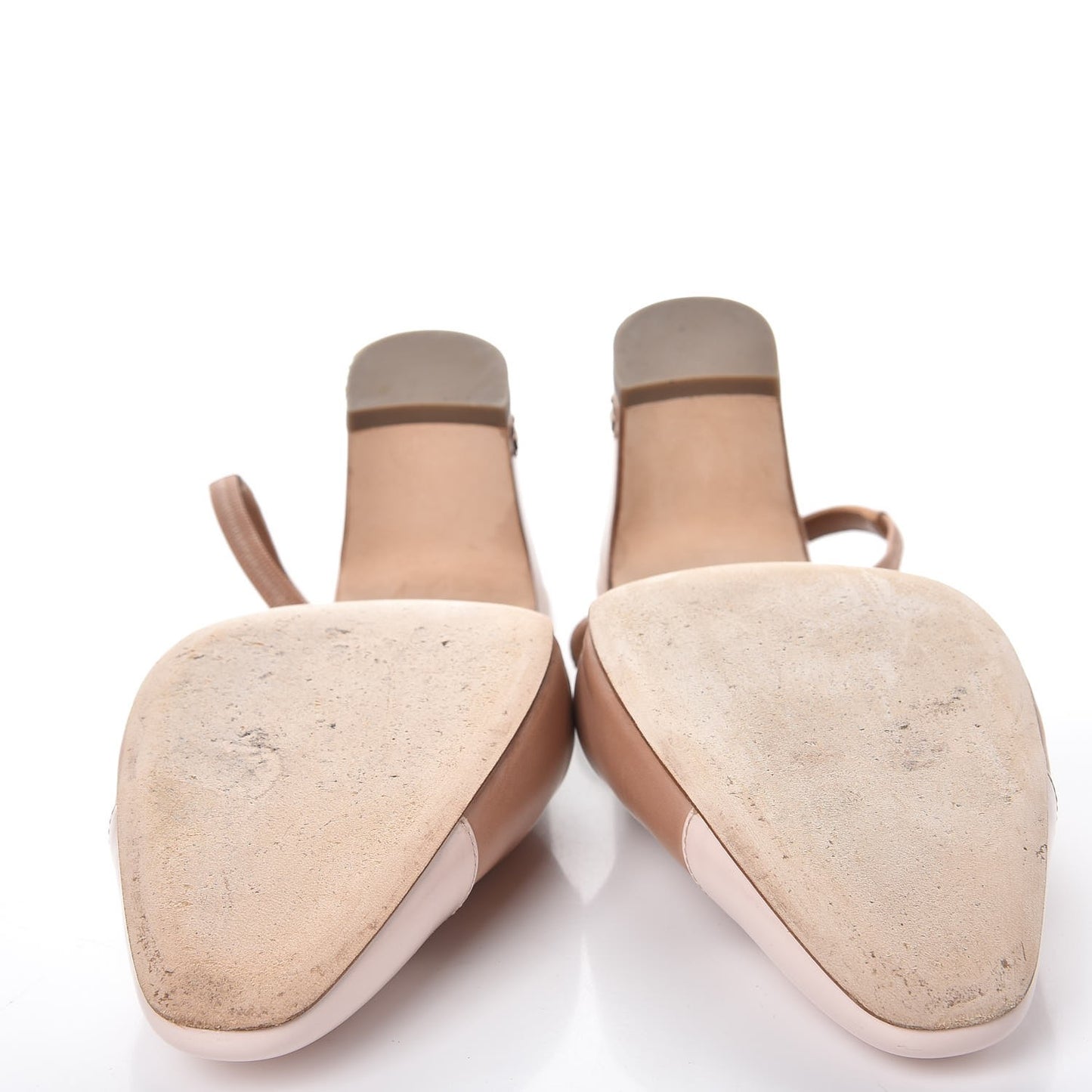 Calfskin Patent Cap Toe CC Slingback Sandals 39.5 Beige Pink
