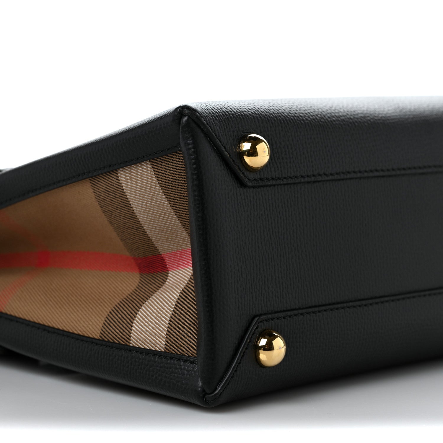Burberry Grainy Calfskin House Check Small Banner Tote Black 9 of 13