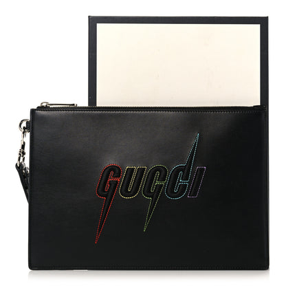 Gucci Calfskin Blade Embroidered Zip Pouch Black 13 of 13